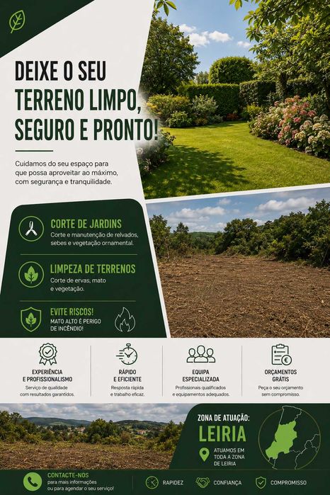 Manutenção de jardins e limpesa de terrenos