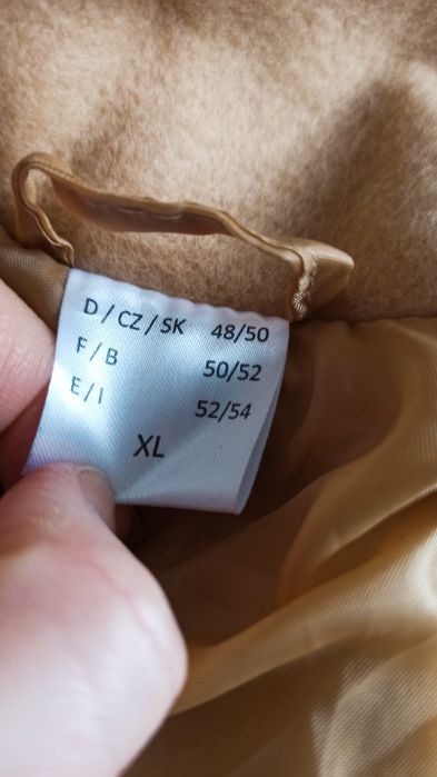 Sg Klasyczny płaszcz damski  48 , 50  elegancki piaskowy karmelowy pła