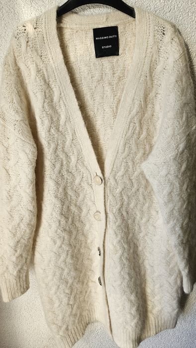 Długi sweter kardagin Massimo Dutti roz M oversize