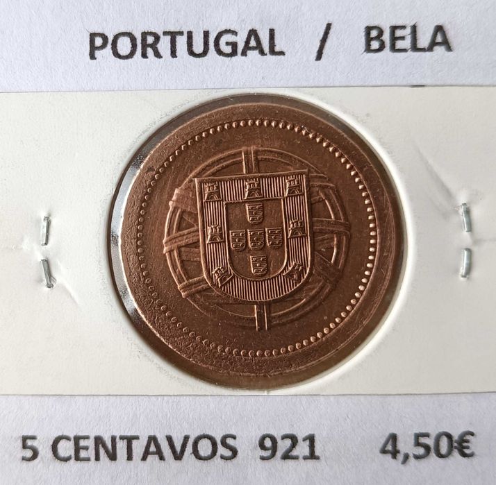 Moeda  de 5 Centavos da 1ª república Portuguesa ( Bronze )