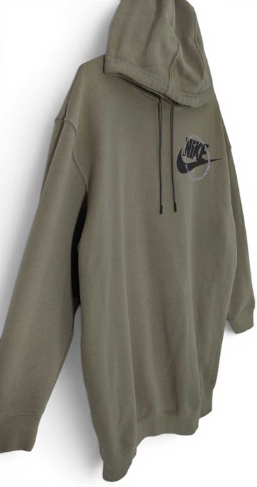 Bluza z Kapturem Luźna Oversize Zielony Oliwka Unisex Khaki Nike |R. S