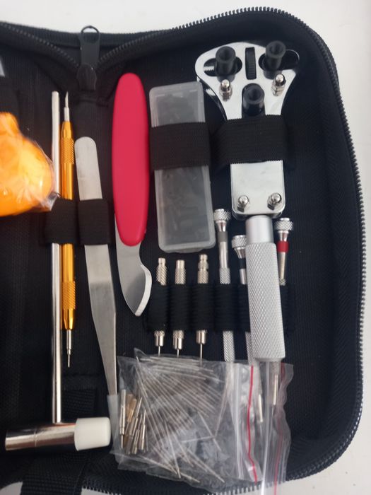 Kit de ferramentas de relojoeiro.