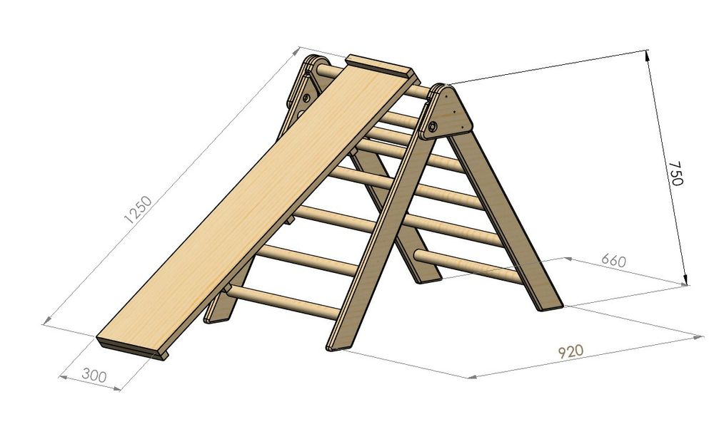 NOVO - Triângulo de Pikler com prancha de escalada/escorrega