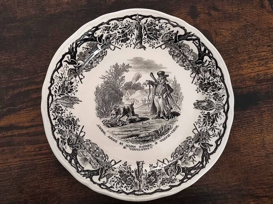 Villeroy & Boch talerz #4 dekor myśliwski „Hunting Satire” SAAR, 1952+