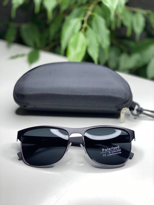 Сонцезахисні окуляри Hugo Boss чоловічі чорні матові Polarized UV400 окуляри для водіння від сонця поляризація зручні на кожен день