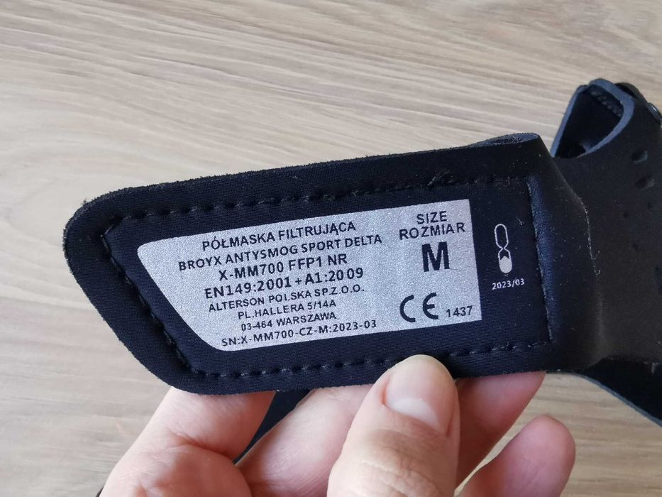 półmaska antysmogowa filtrująca BROYX ANTYSMOG SPORT 700, rozmiar M