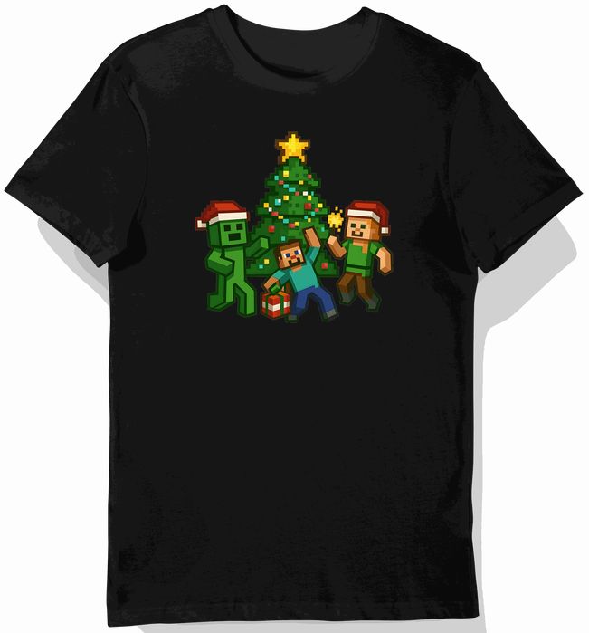 Koszulka dziecięca czarna creeper w minecraft prezent święta 128