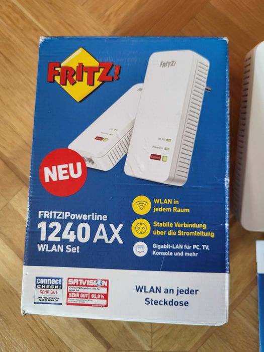 Do sieci WIFI zestaw Powerline 1240 AX 1200 Mbit/s 2x Avm Fritz Lan WIFI6