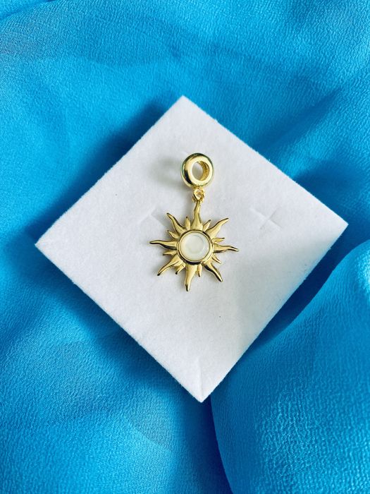 nowa pozłacana zawieszka beads charms antyczne słońce srebro 925