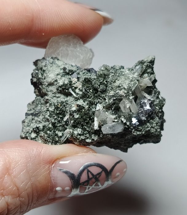 Galena z kwarcem i chlorytem Bułgaria