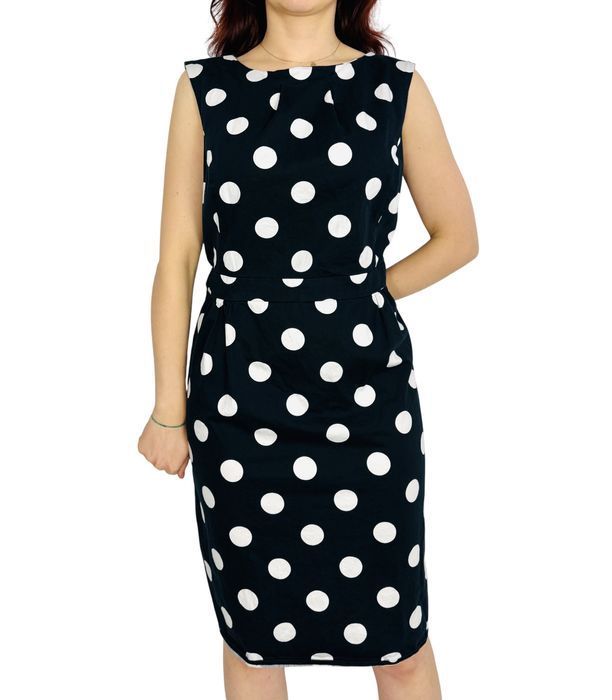 Czarna sukienka w białe grochy 3XL 46