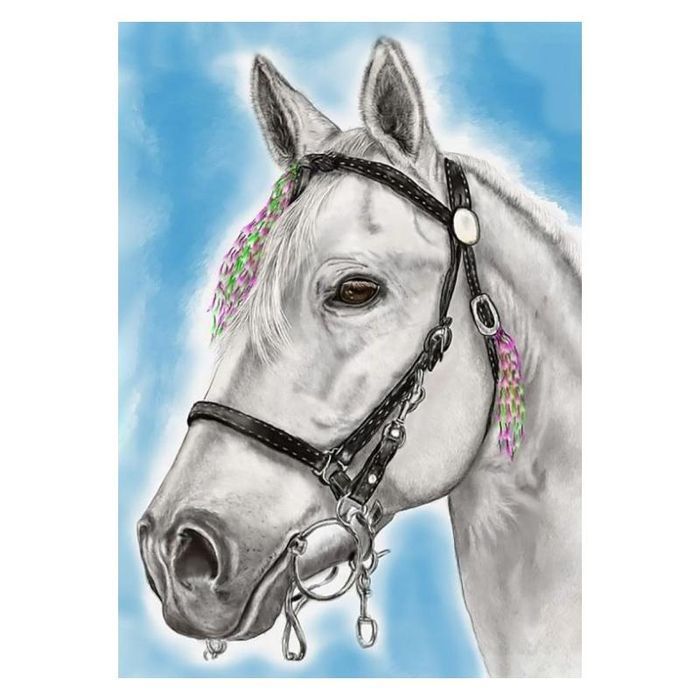 Diamond painting mozaika  - Biały koń