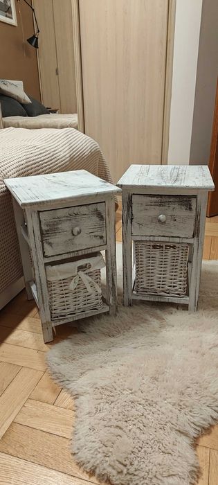 Szafka nocna drewniana biała vidaXL - 2 szt.