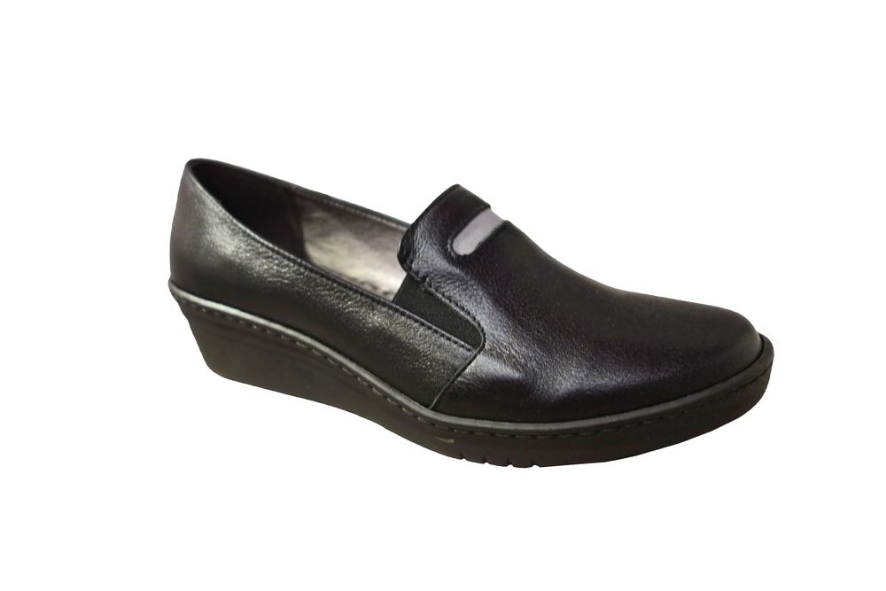 Skórzane mokasyny Natalii czarne obcas 4,5 cm 36