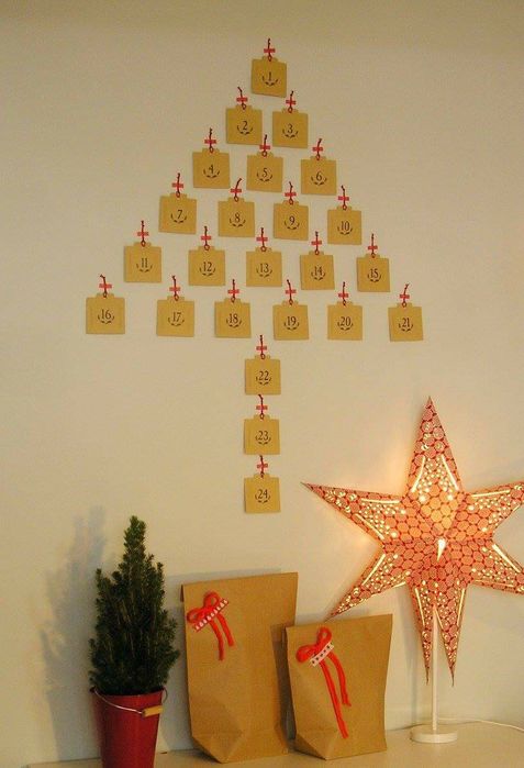 Calendário do Advento, 24 bolsas de papel,cada bolsa inclui 1 mensagem