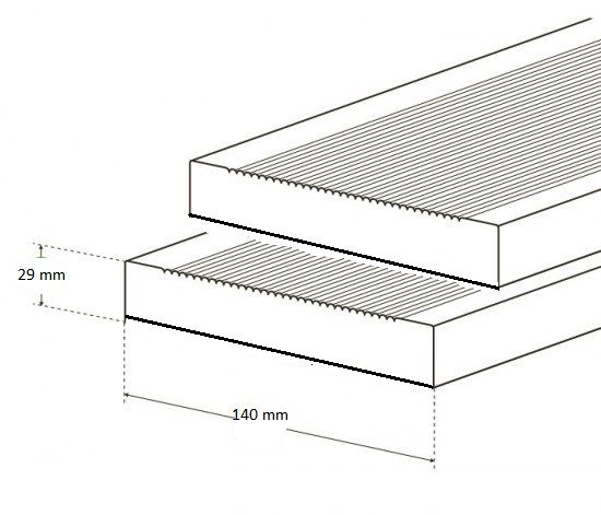 Deska tarasowa Modrzewiowa,Sosnowa 140x29mm AB