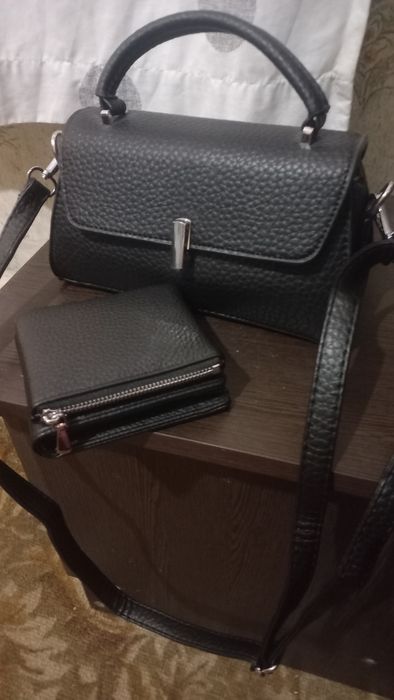 Сумка+кошелек кожа