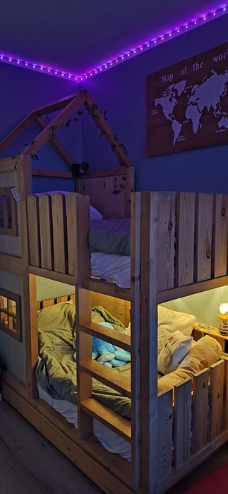 Łóżko piętrowe drewniane 170x 90/ materac 160x80