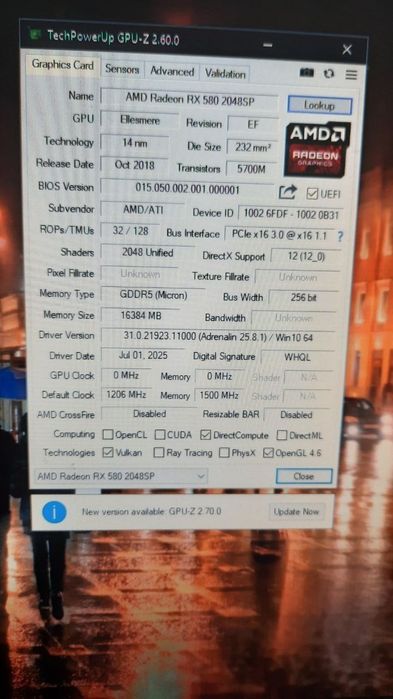 Відеокарта RX 580 16 Gb DDR5