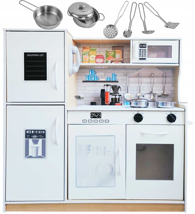 Кухня игровая деревянная, детская кухня большая Nela звук ефект