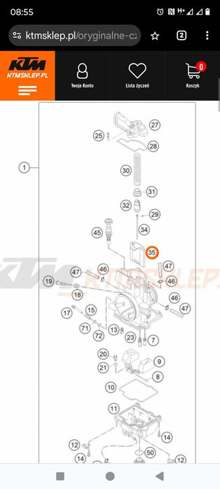 Przepustnica KTM SX exc 125 150,200,250,300 2t