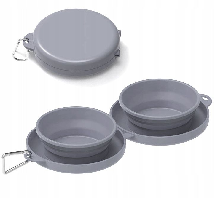 Podwójna miska silikonowa turystyczna składana