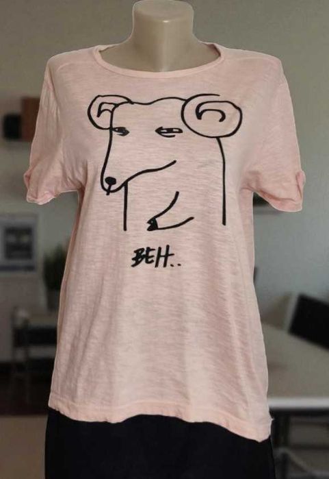 Жіноча футболка BERSHKA "Mindless Collection", рожева - Розмір S