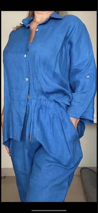 Fato azul 100% linho