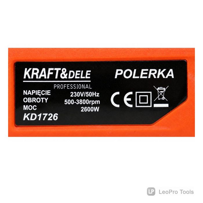 Полірувальна машина Kraft&Dele KD1726 2600Вт полірувальна машинка полірувальна шліфмашина для авто кузова фар лаку ЛФП 230В