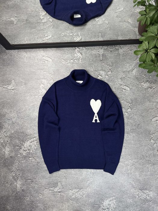 Бавовняний гольф Ami Paris з коміром светр кофта Ами париж