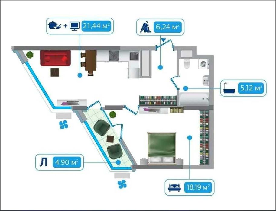 ЖК Зарічний, Продаж 2 кімн. квартири