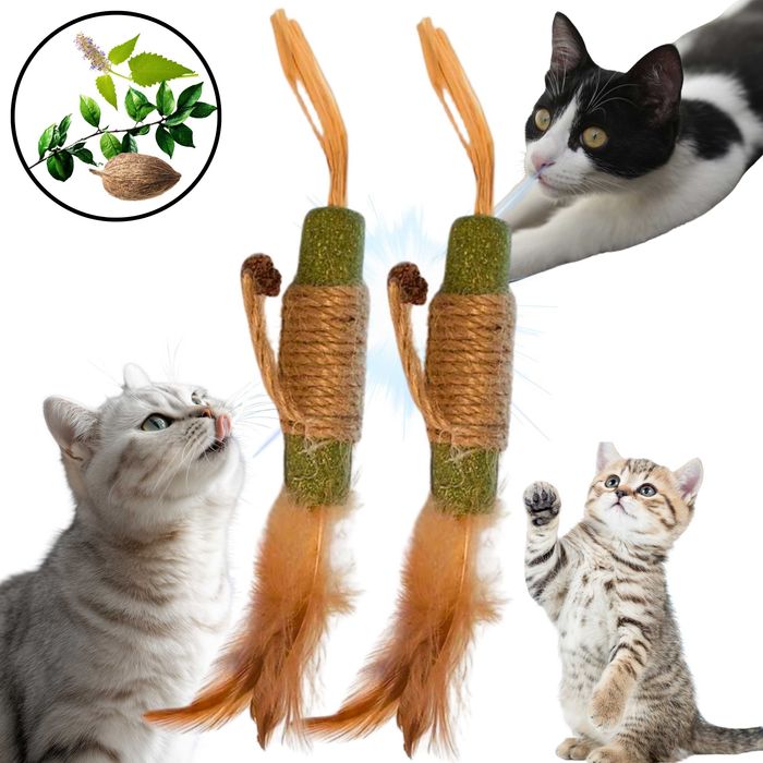 Kocimiętka dla kota, Matatabi z piórkiem do czyszczenia zębów-2 sztuki