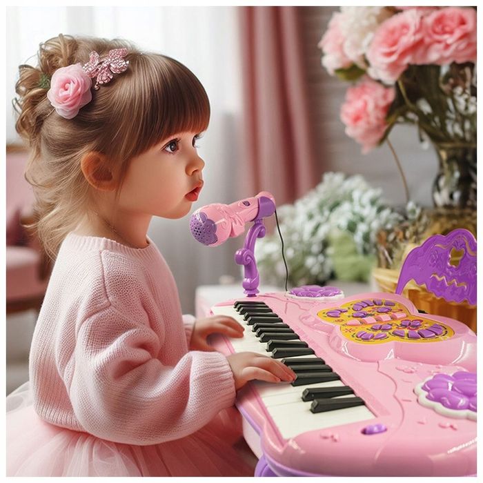 Duże Pianino Organy Keyboard Dla Dzieci Krzesełko Mikrofon Nagrywanie