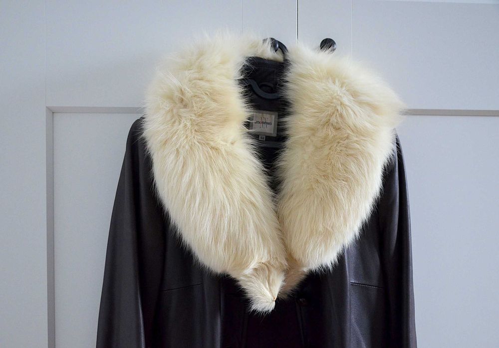 Kołnierz biały z królika szal etola futro naturalne