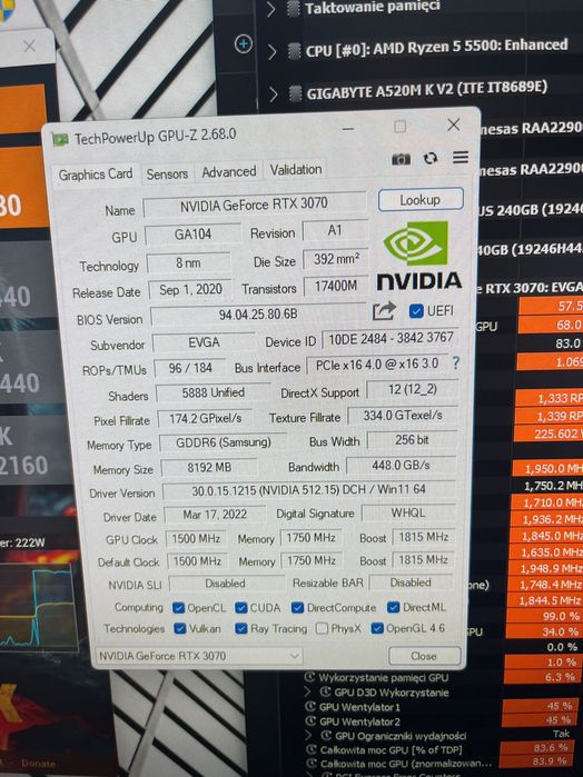 EVGA GeForce RTX 3070 FTW3 Ultra 8GB