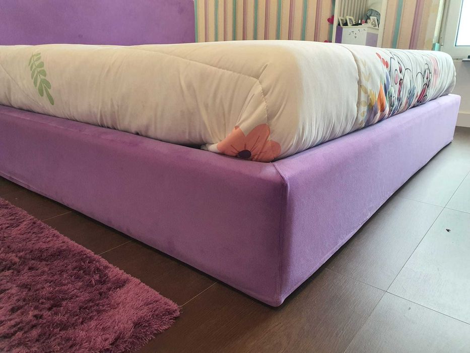 CAMA DE CASAL estofada LILÁS para colchão 1,80m x 2m