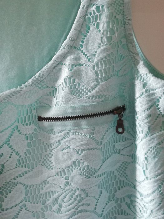 Top bluzka Bonprix Rainbow boho hippie przód a'la koronka kolor miętow