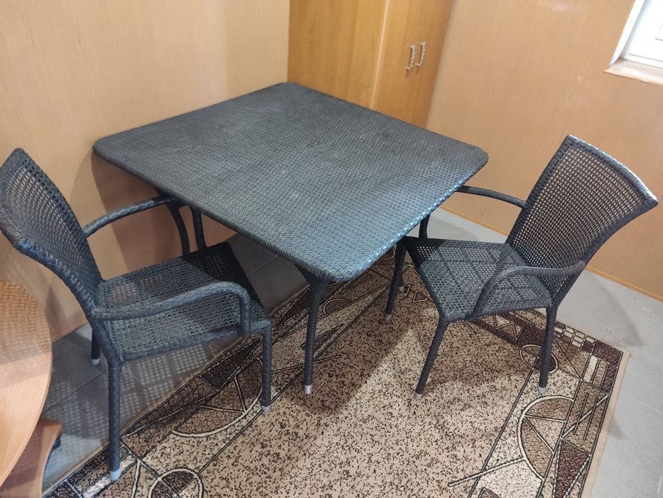 Стол и кресла ротанг антрацит