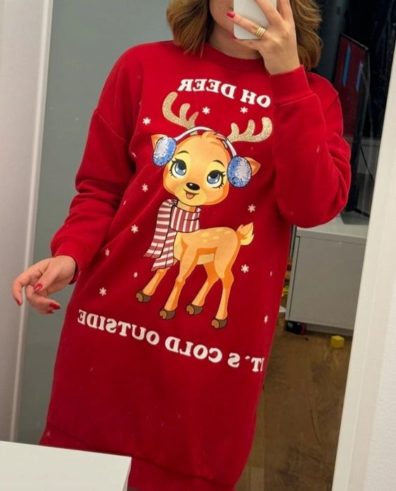 Świąteczna sukienka tunika FB Sister L renifer długa bluza