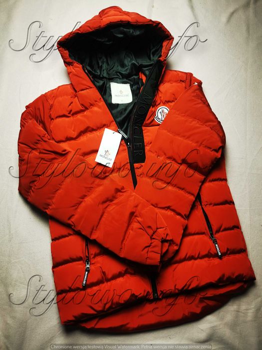 Kurtka męska czerwona kaptur pojedyńczy suwak nowość hit