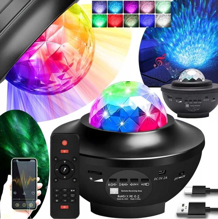 PROJEKTOR GWIAZD star master rzutnik lampka głośnik led usb bluetooth