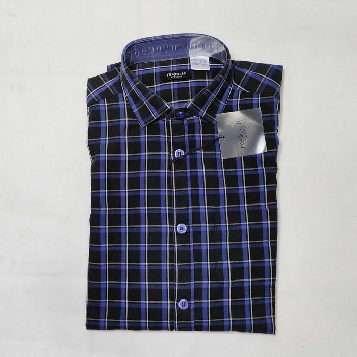 Koszula męska bawełniana z długim rękawem w kratę XS 35/36 MK0035