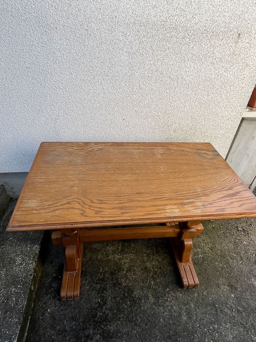 Stół, ława, solidny, drewniany, stół do jadalni
