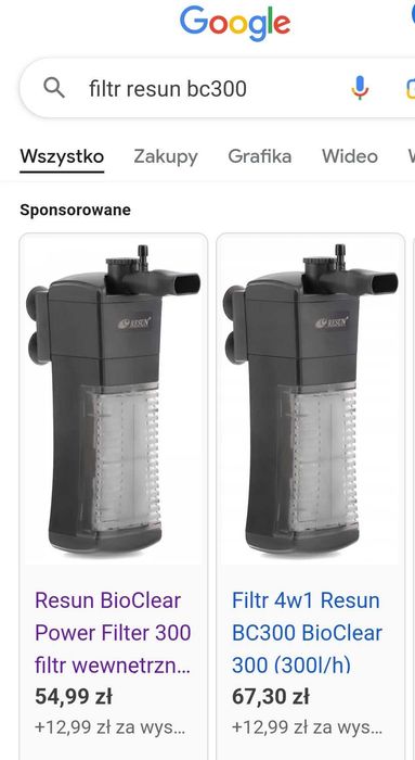 Filtr wewnętrzny akwariowy Resun BC300