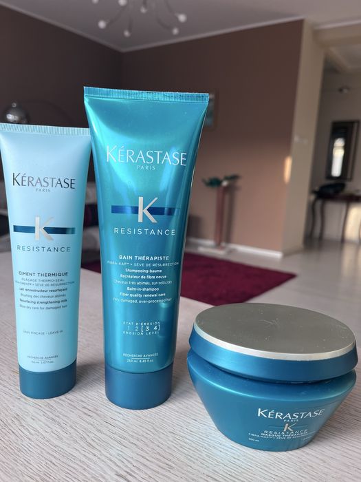 Kerastase Resistance zestaw : szampon, maska, cement termiczny do wlosów zniszczonych okazja !