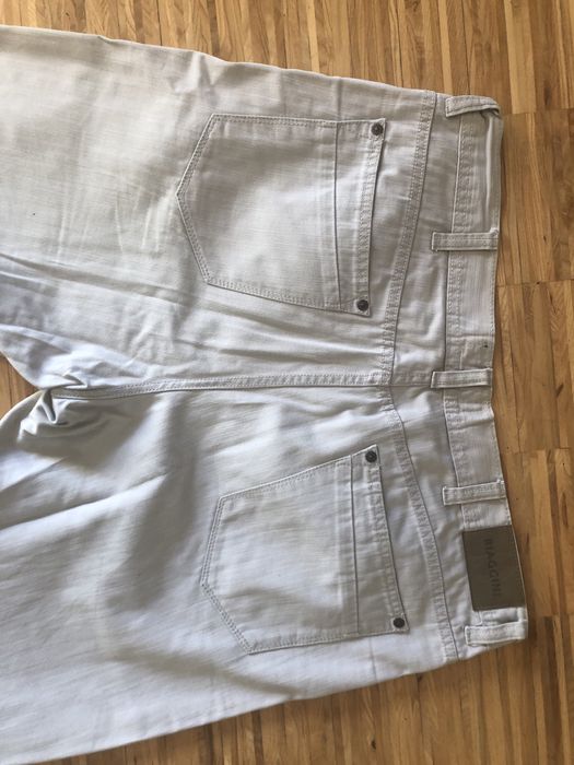 Duże męskie spodnie jeansowe Biaggini -beżowe wzrost 190cm