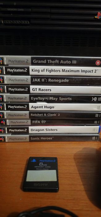 Ps2 - Playstation 2 com comandos e Memory card e acessorios