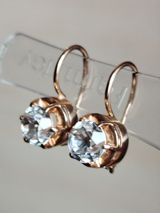 Золотые серьги с Горным Хрусталём СССР Золоті радянські сережки