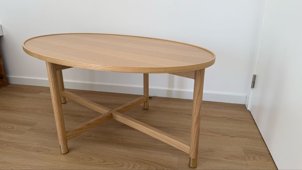 Mesa de centro ikea madeira oval valnas