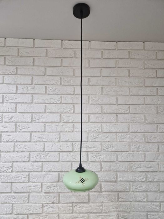 Zestaw 3 lamp wiszących / Klosze Berety PRL lata 50. Art Deco • Stan Idealny